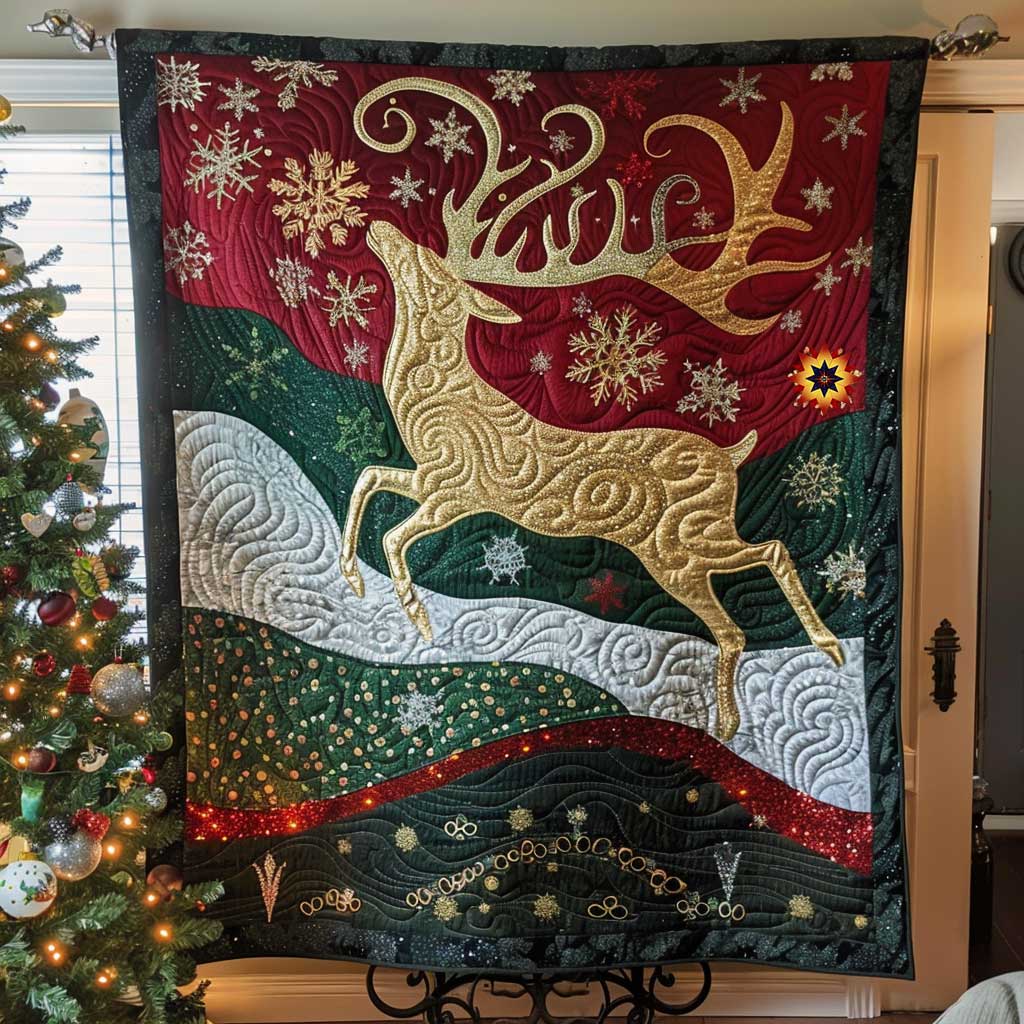 Christmas Reindeer Symbol Quilt Blanket