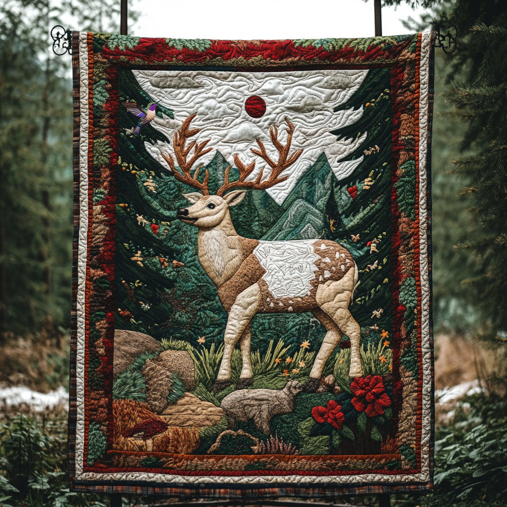 Reindeer Cabin Charm Quilt Blanket