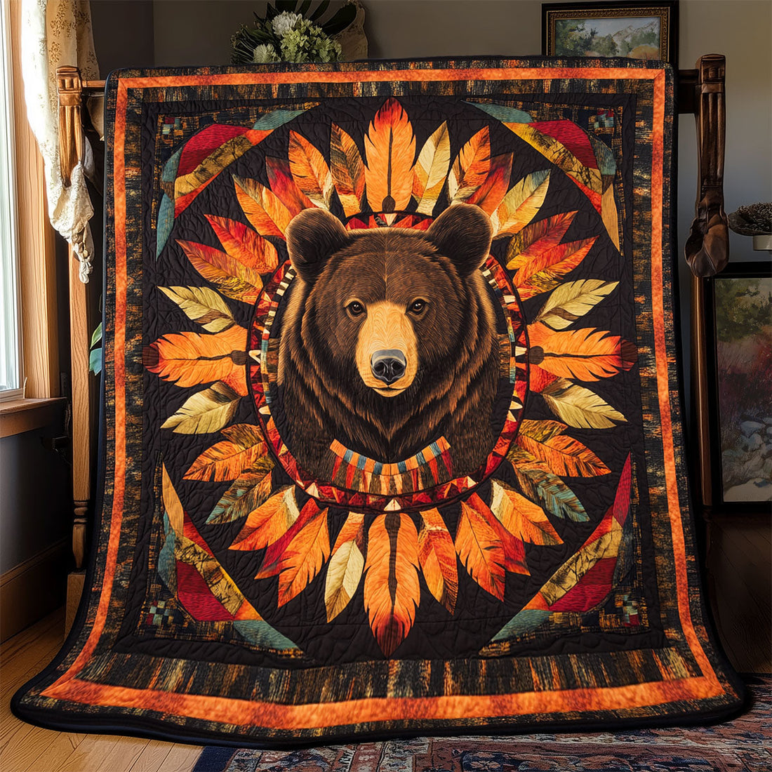 Bear Native American Rustic Haven Quilt Blanket