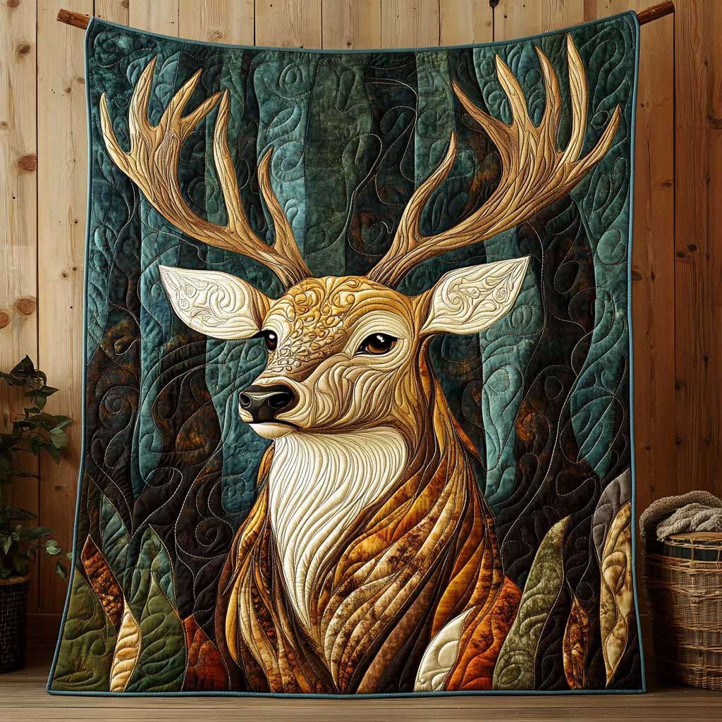 Blissful Forest Deer Quilt Blanket
