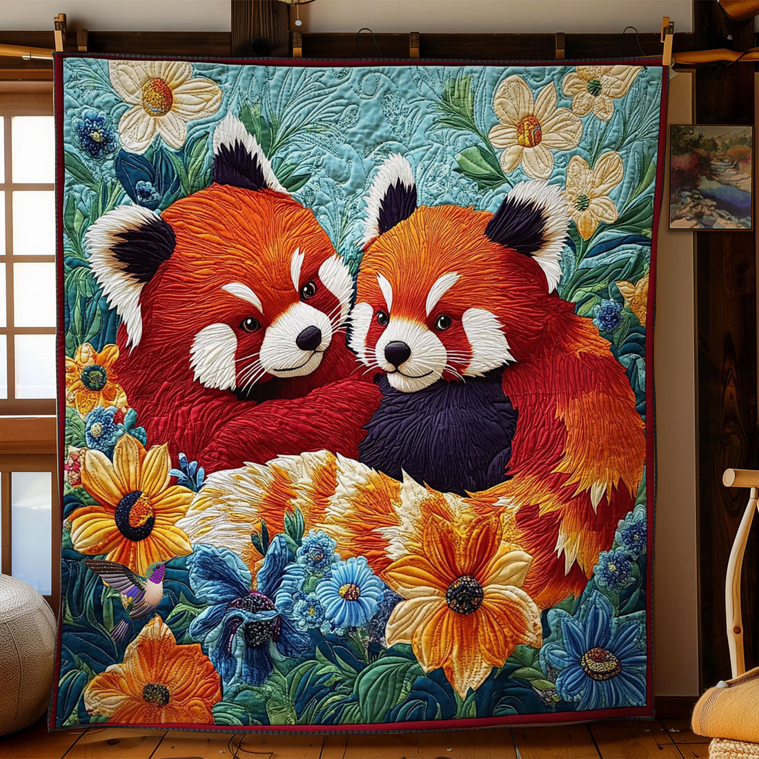 Couple Red Panda Quiet Moments Quilt Blanket
