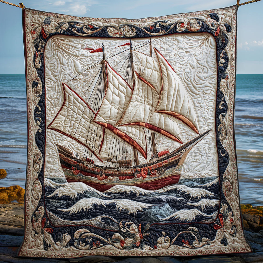 Majestic Fishing Boat Woodland Comfort Quilt Blanket