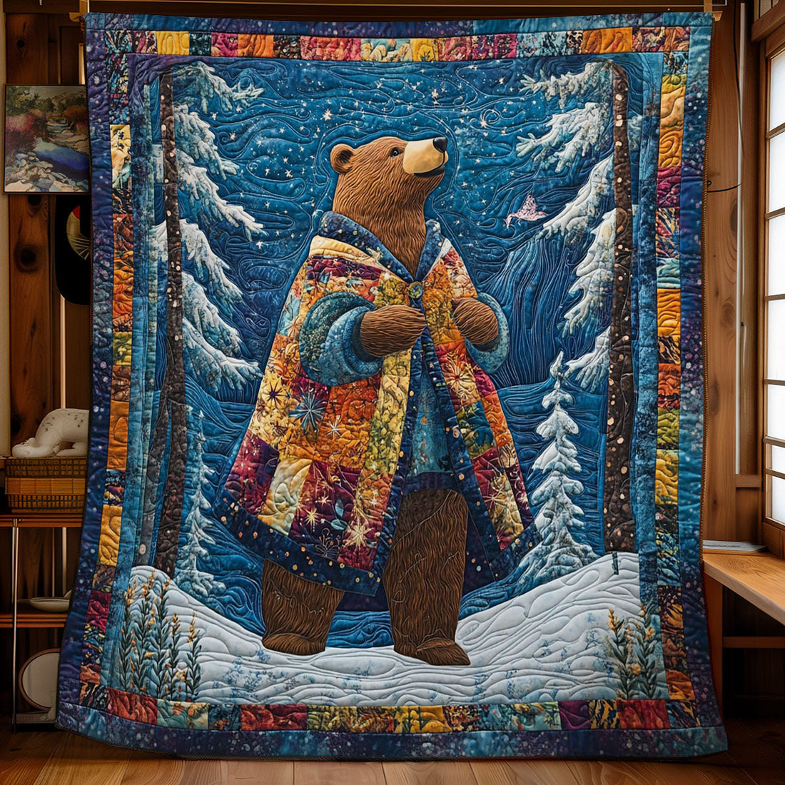 Winter Bear Cozy Retreat Quilt Blanket