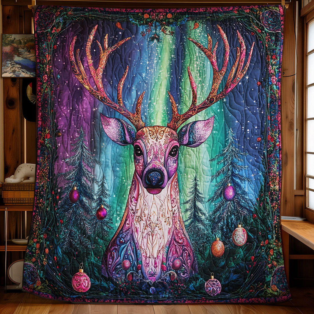 Vibrant Deer Quilt Blanket
