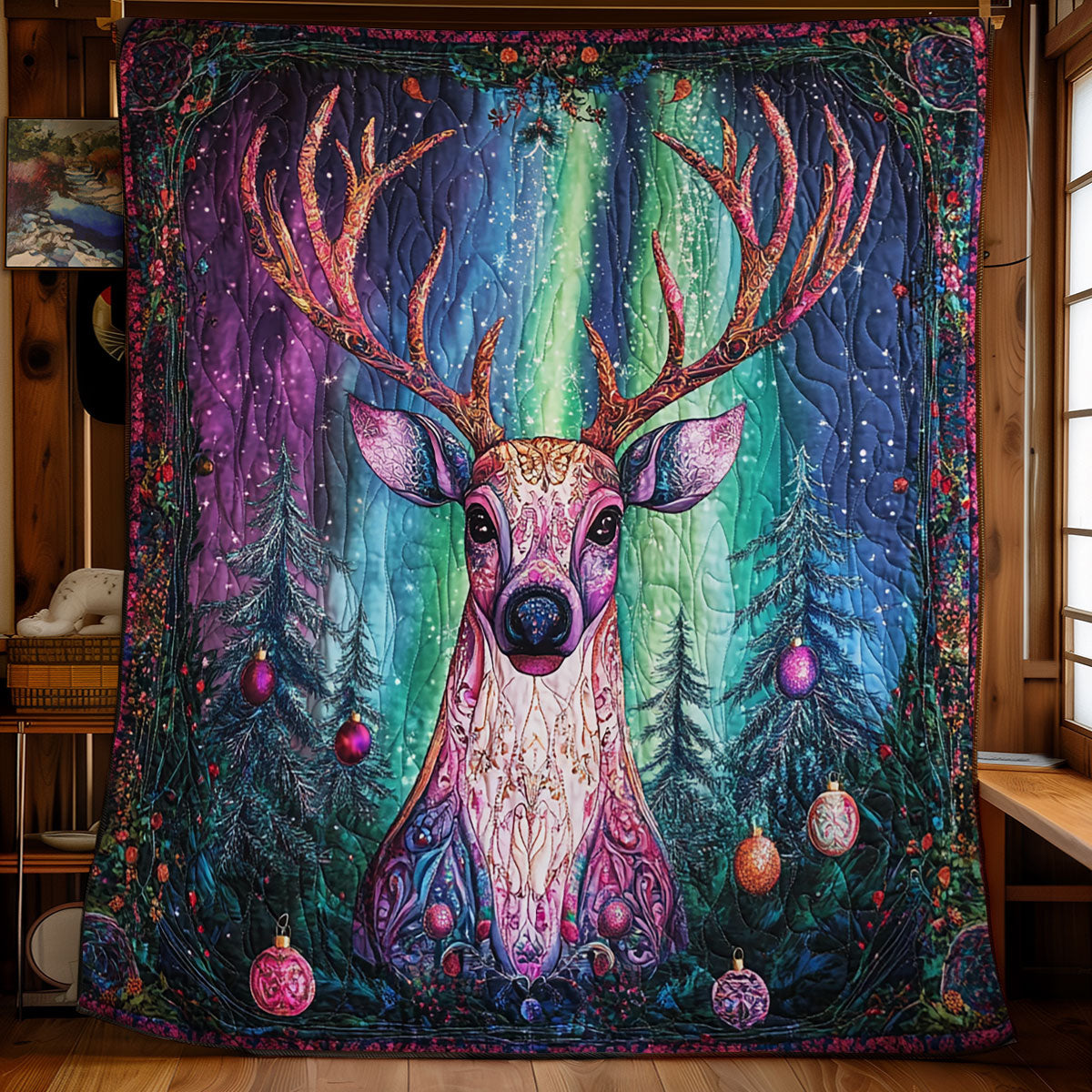 Vibrant Deer Quilt Blanket