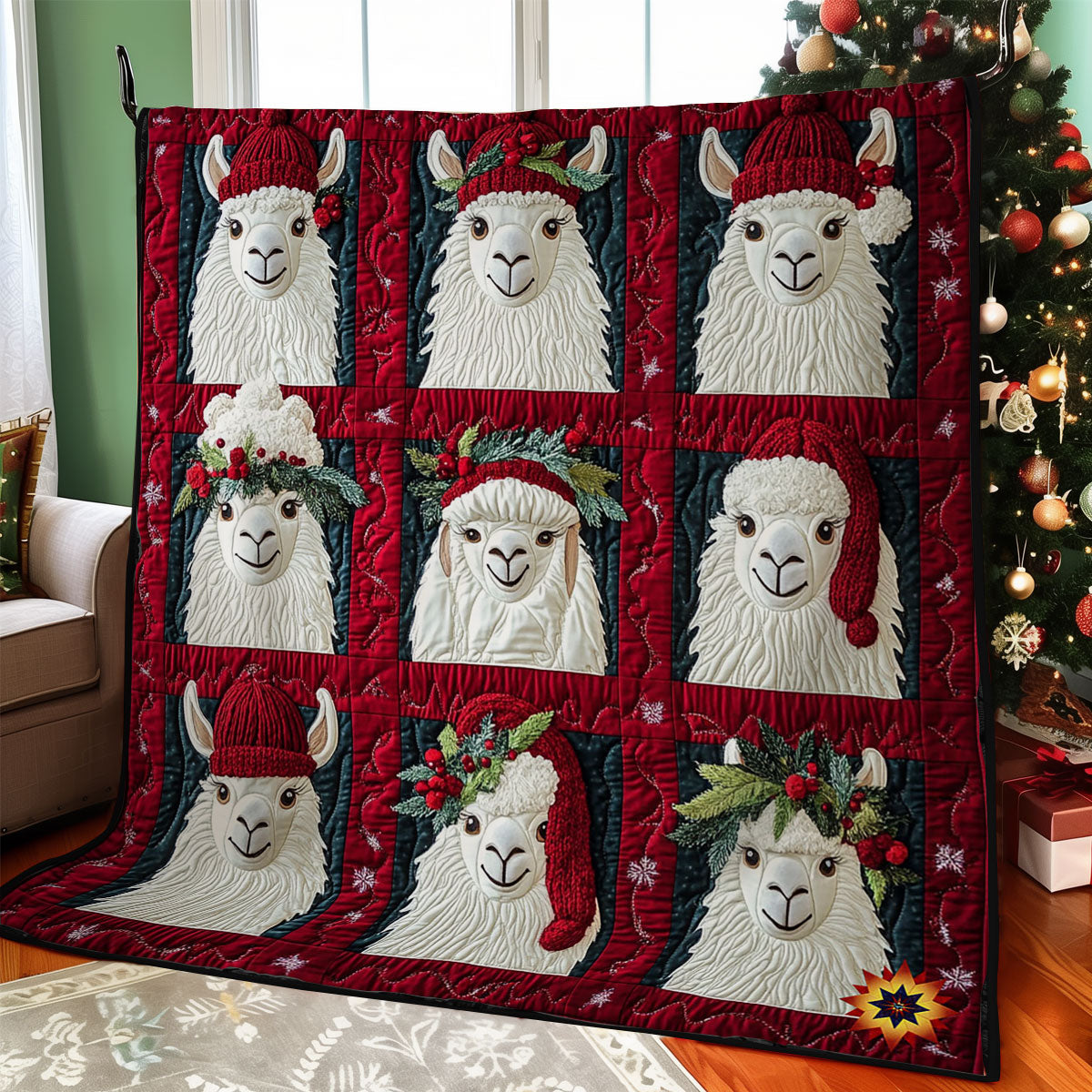 Christmas Llama Quilt Blanket