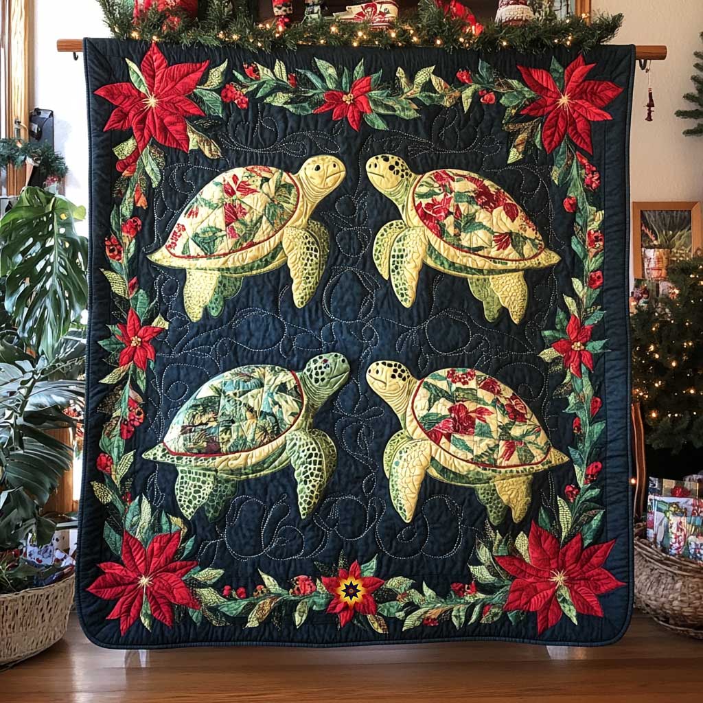 Christmas Little Turtle Quilt Blanket