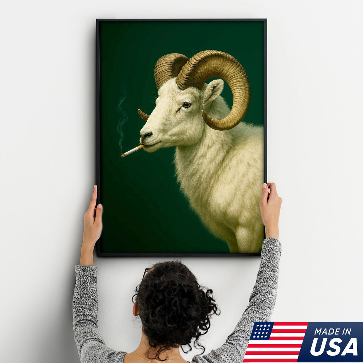 Dall Sheep Wall Art Canvas - Rustic Wildlife Decor for Cabin & Lodge - Hunting Gift Artwork