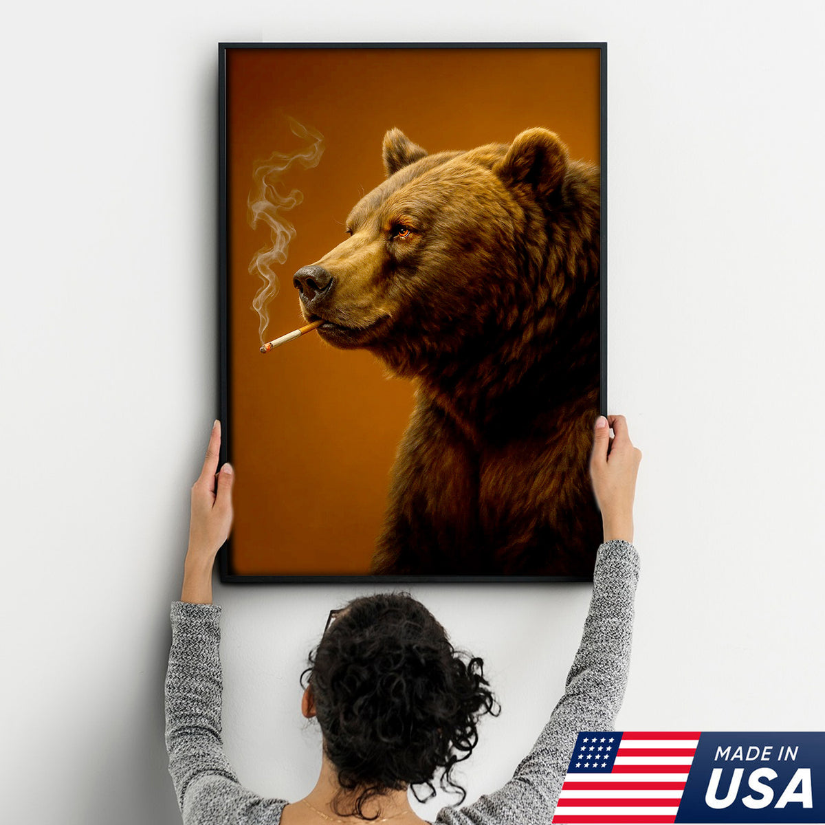 Grizzly Bear Canvas Wall Art – Majestic Rustic Wildlife Decor for Cabin, Lodge & Nature Lovers