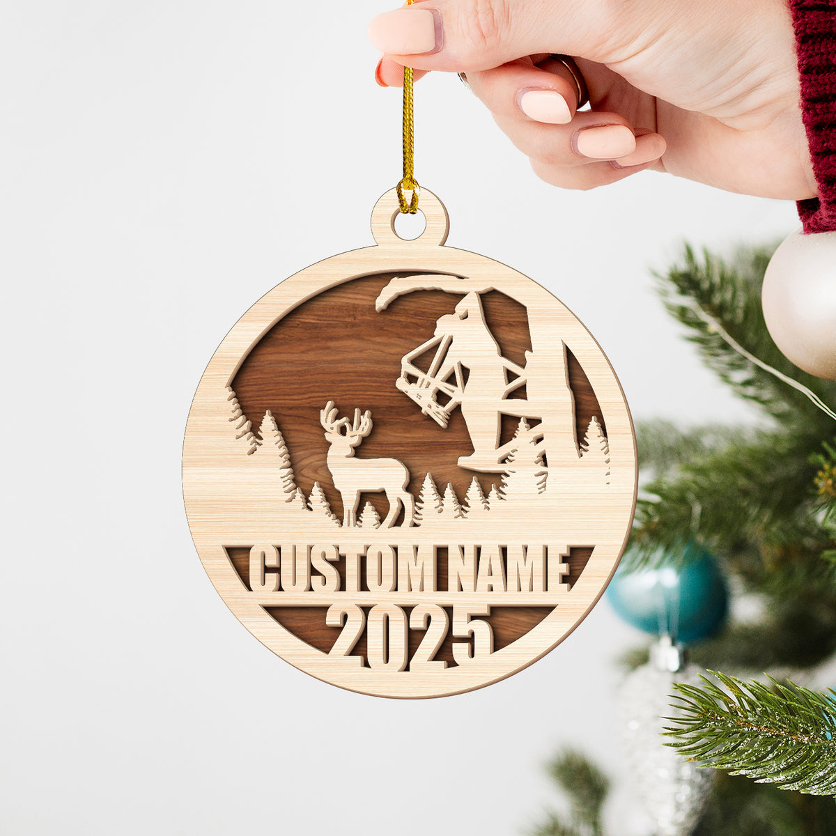 Personalized Bow Hunter Ornament 2025 – Custom Name Gift for Deer Hunters