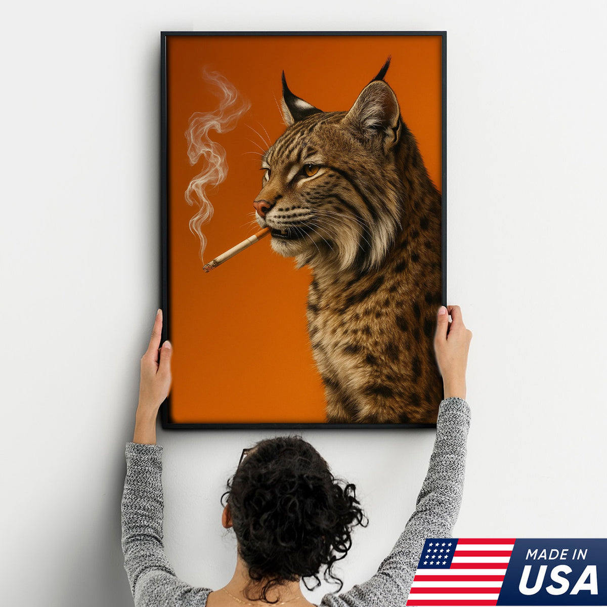 Bobcat Canvas Wall Art – Rustic Wildlife Decor – Hunting Cabin Artwork – Mountain Lodge Wall Hanging