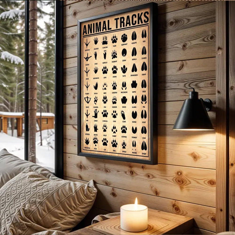 Animal Tracks Poster Canvas - Comprehensive Guide for Hunters, Wildlife Enthusiasts