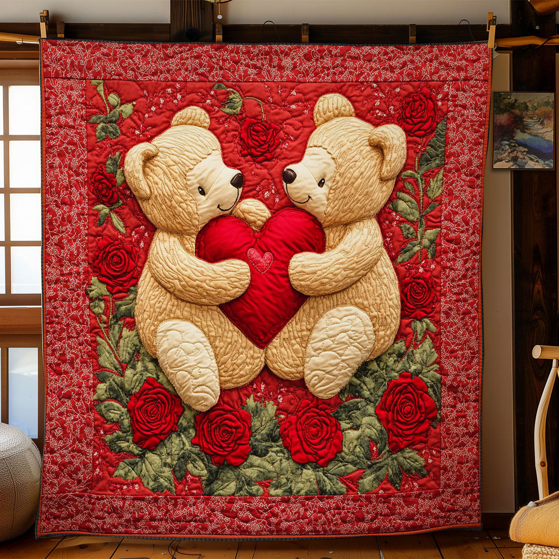 Couple Teddy Bear Quilt Blanket