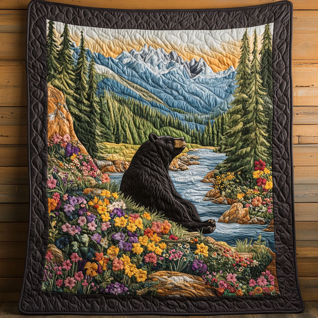Black Bear Woodland Comfort Quilt Blanket