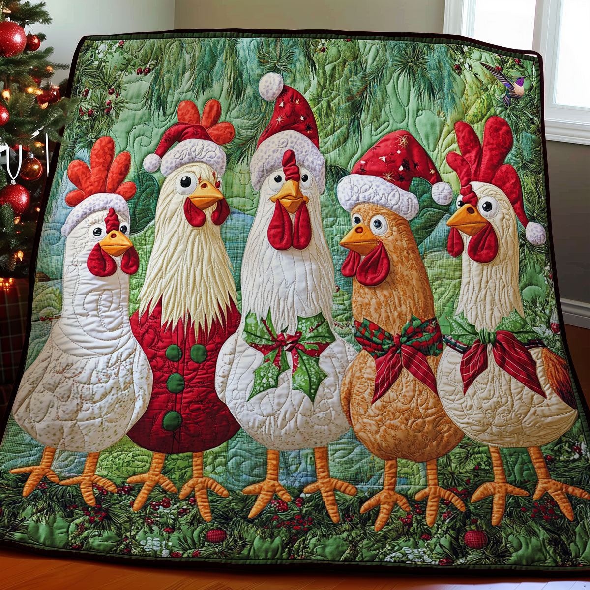 Christmas Chicken Yuletide Charm Quilt Blanket
