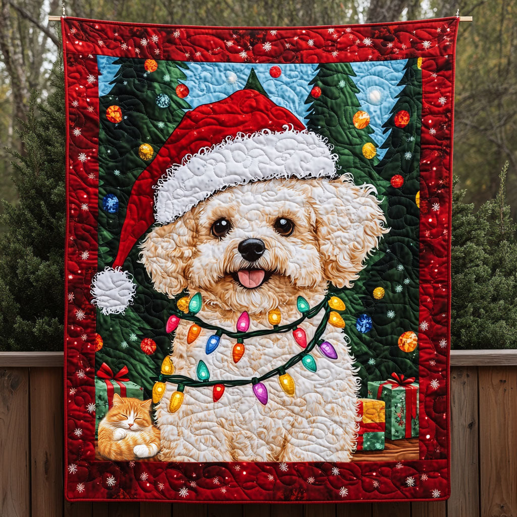 Bichon Frise Christmas Quilt Blanket