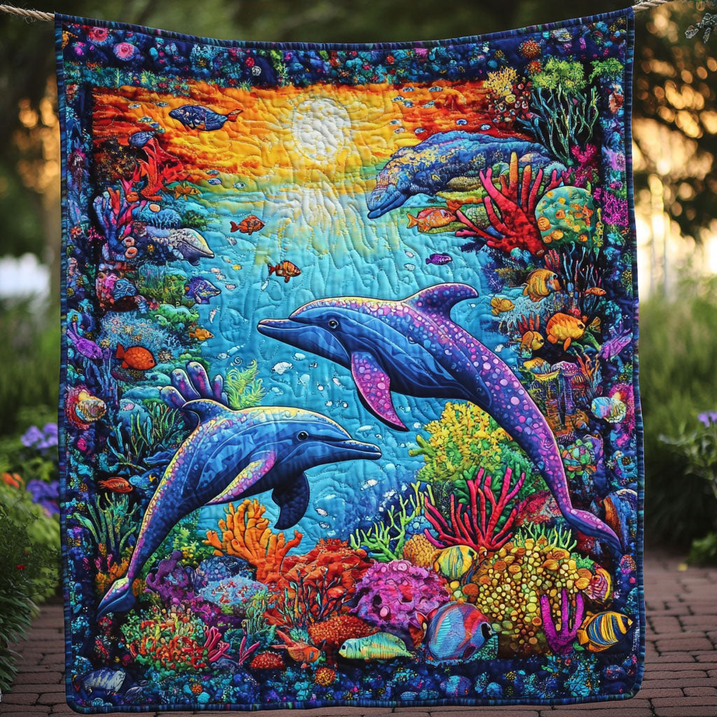 Dolphin Sea Fish Quilt Blanket