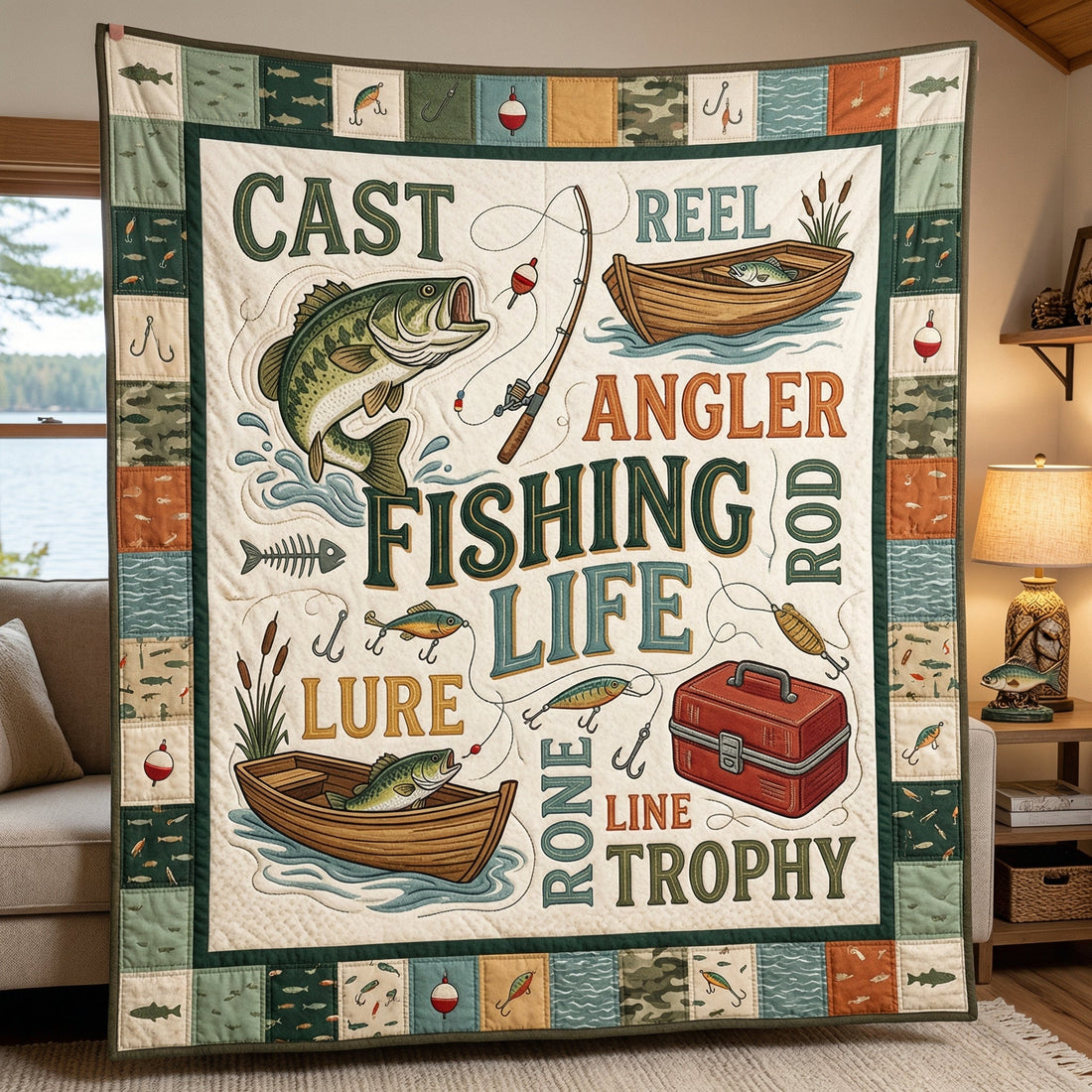 Fishing Life Quiet Moments Quilt Blanket
