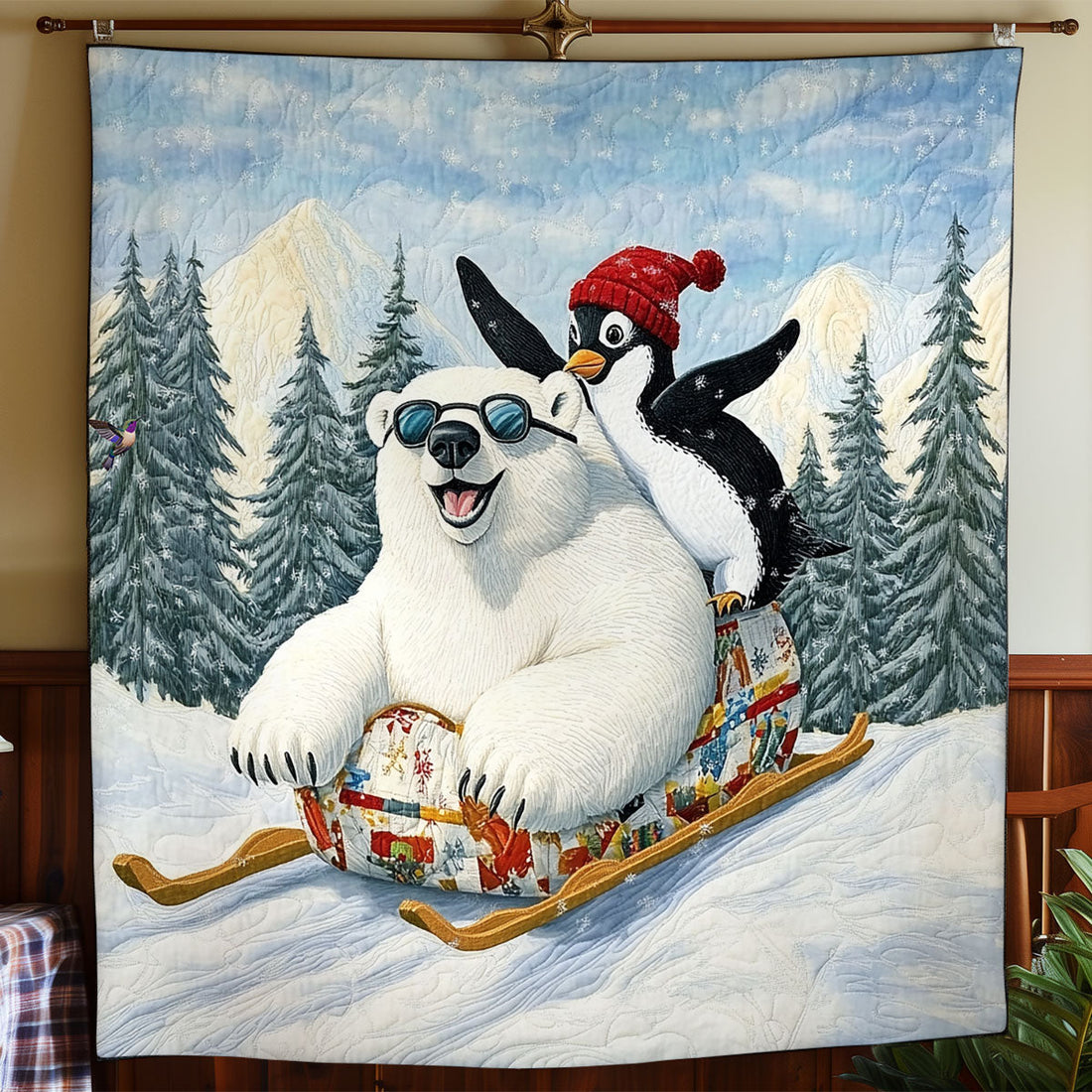 Penguin And Polar Bear Quilt Blanket