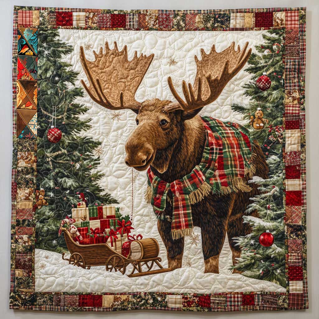 Winter Moose Quilt Blanket