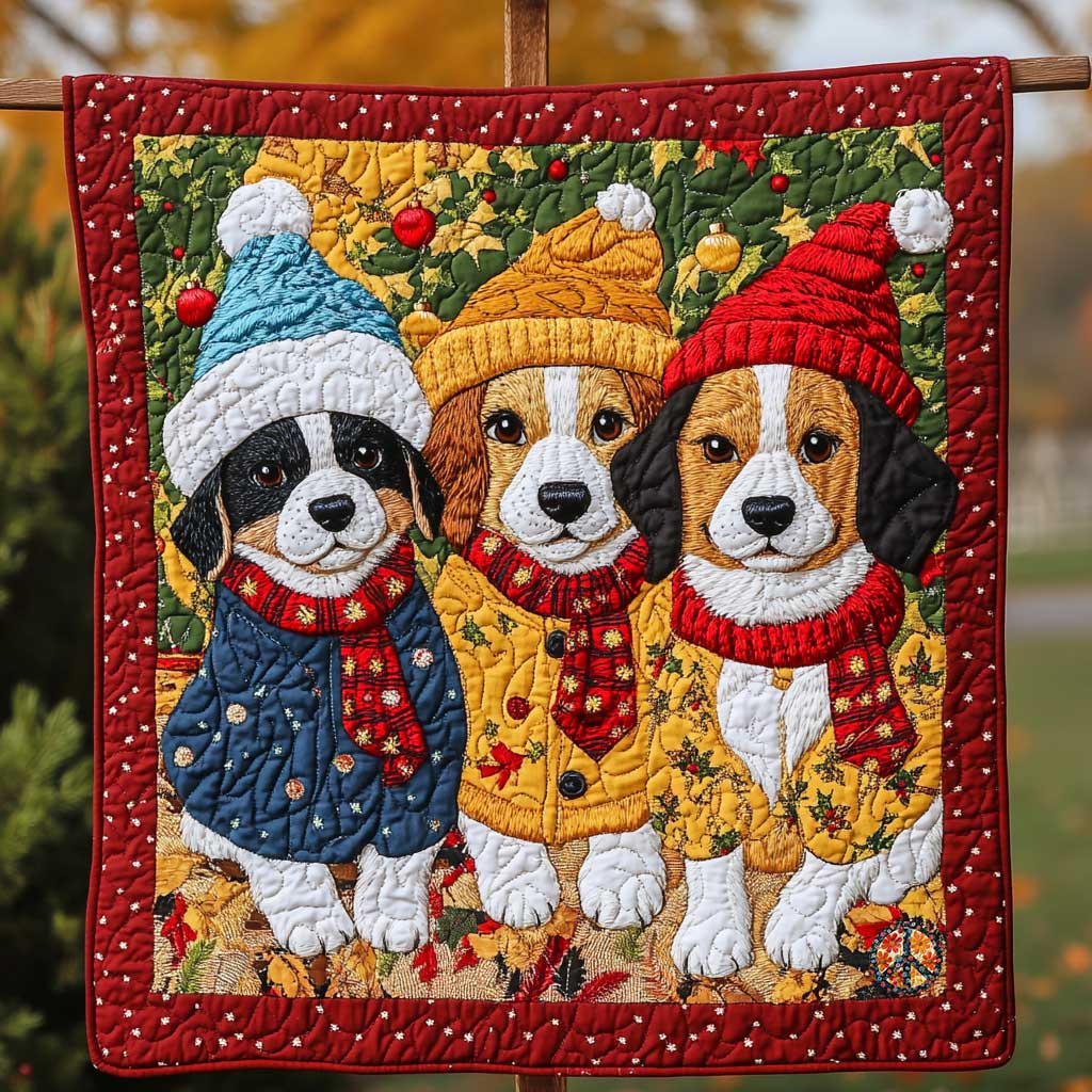 Basset Hound Puppies Christmas Sweater Quilt Blanket