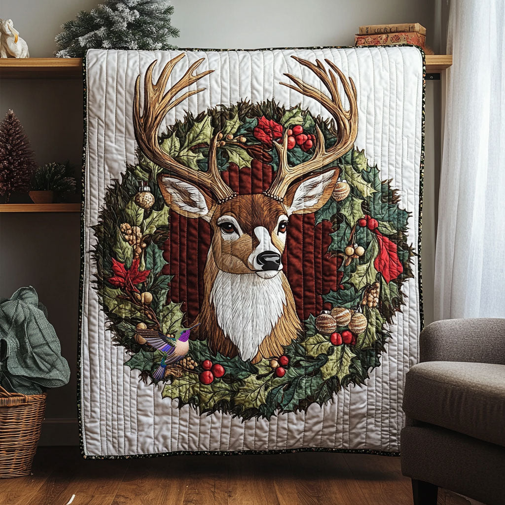 Christmas Deer Quiet Moments Quilt Blanket