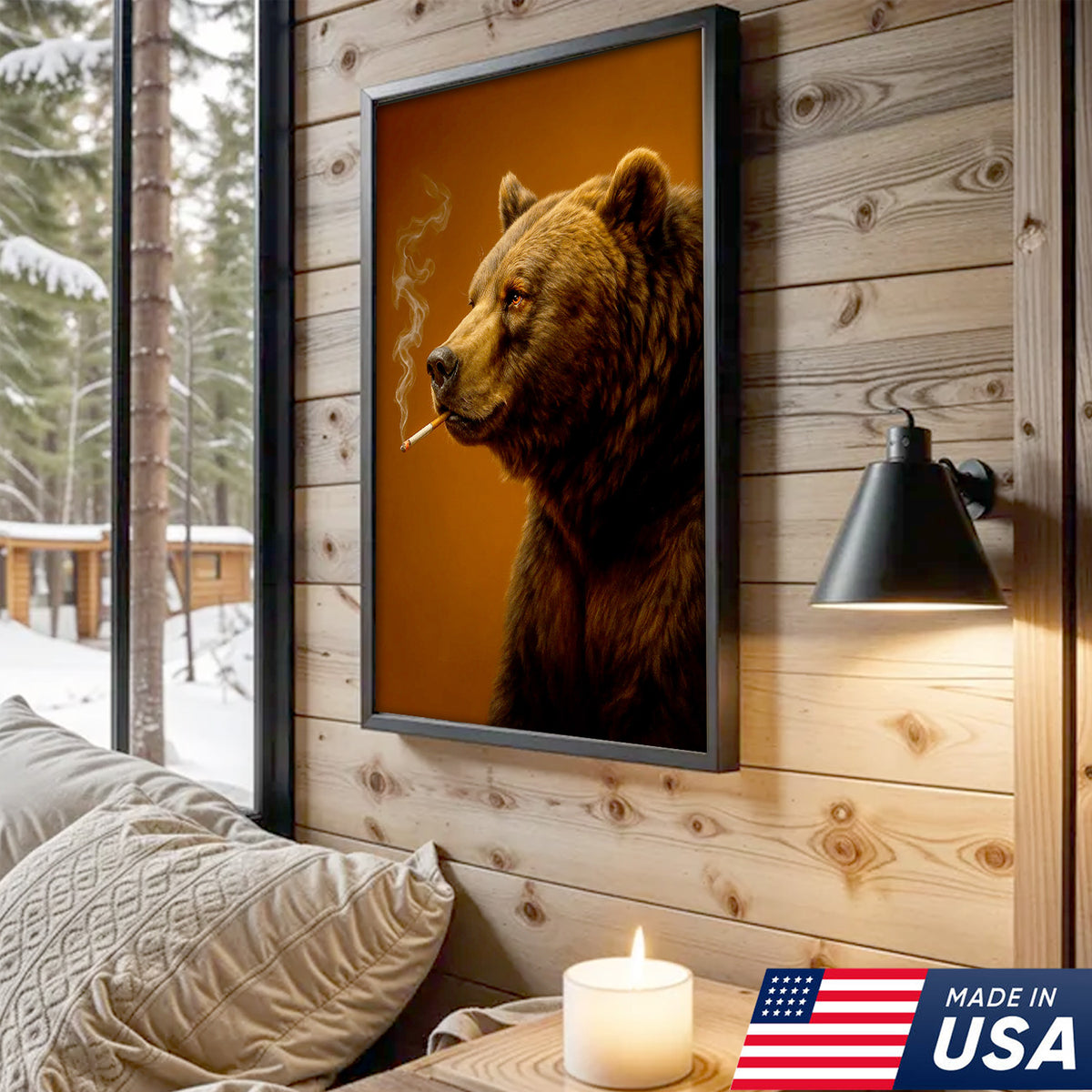 Grizzly Bear Canvas Wall Art – Majestic Rustic Wildlife Decor for Cabin, Lodge & Nature Lovers