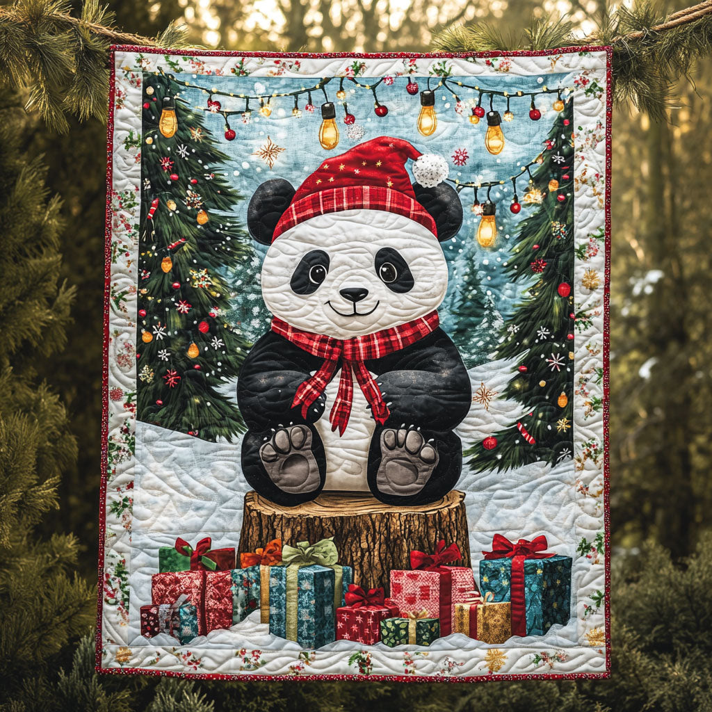 Panda Christmas Woodland Comfort Quilt Blanket