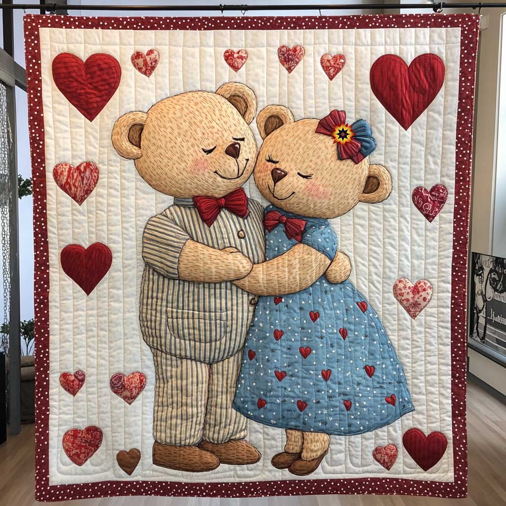 Dating Teddy Bear Quilt Blanket