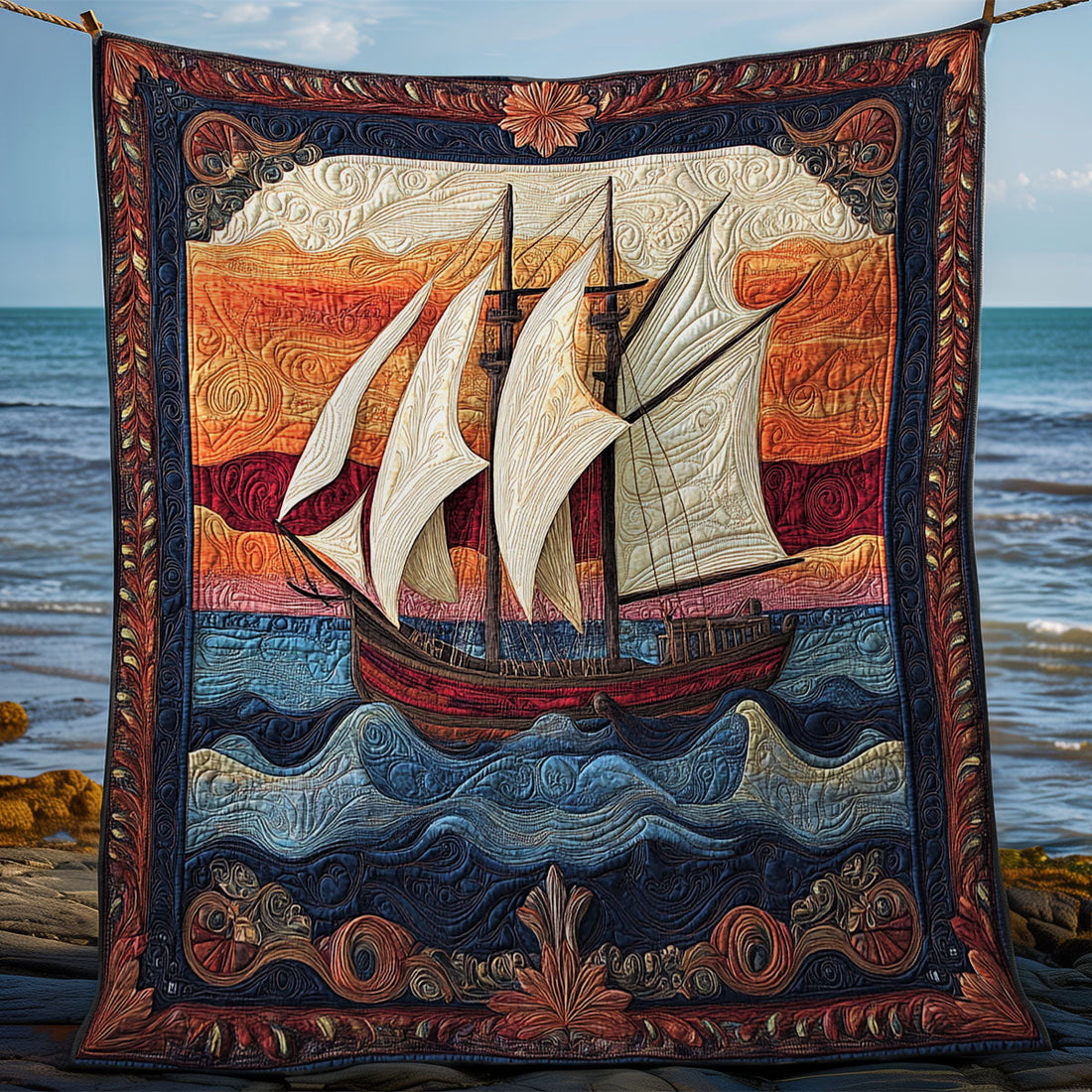 Majestic Fishing Boat Quiet Moments Quilt Blanket