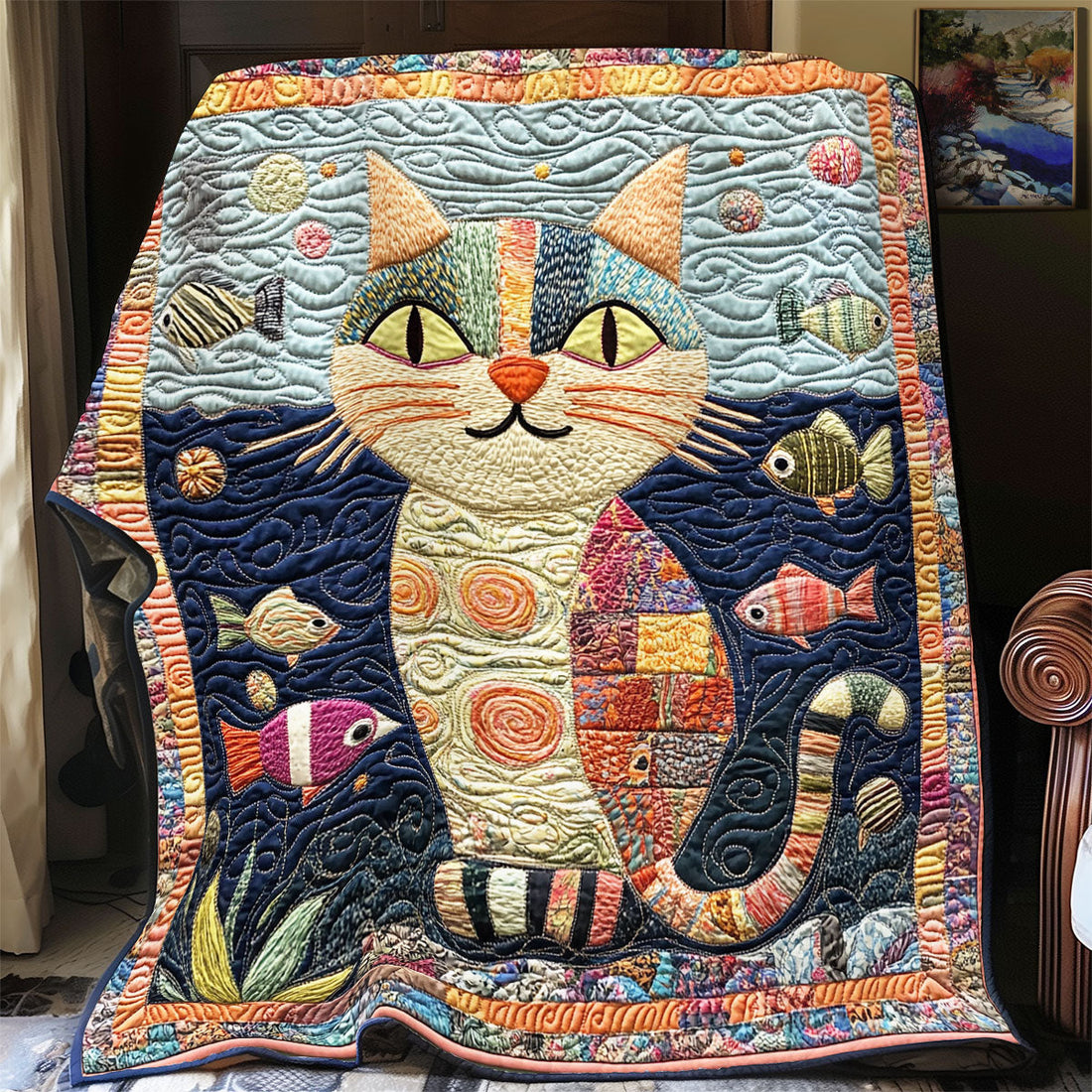 Cat Fish Quilt Blanket
