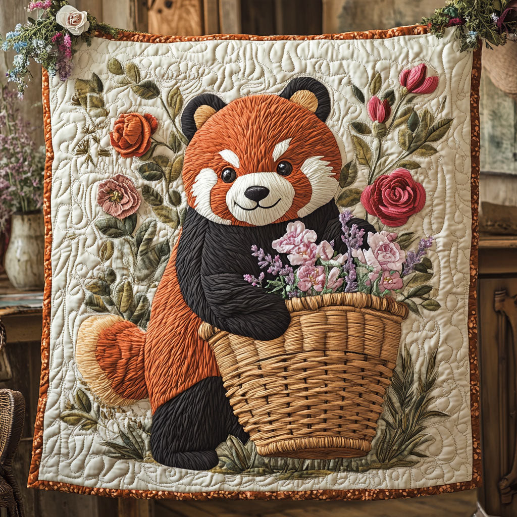 Flower Red Panda Forest Haven Quilt Blanket