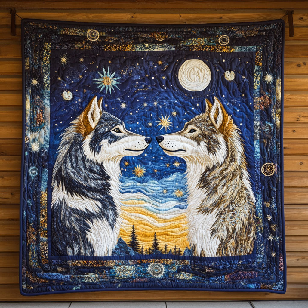 Wolf Couple Quilt Blanket