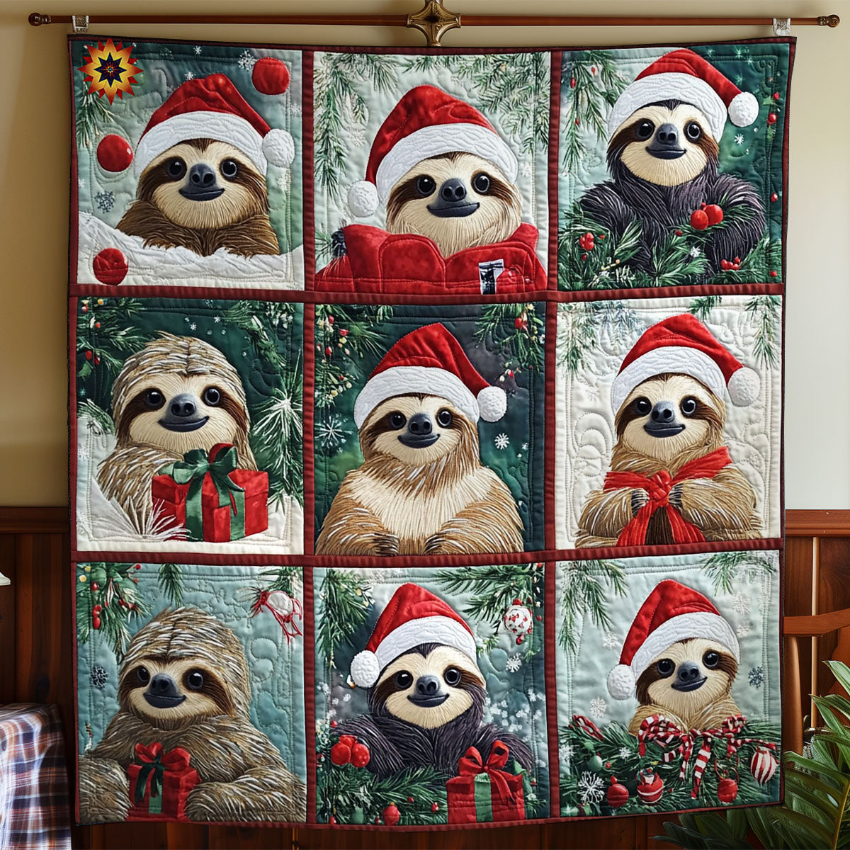 Christmas Of Sloth Quilt Blanket