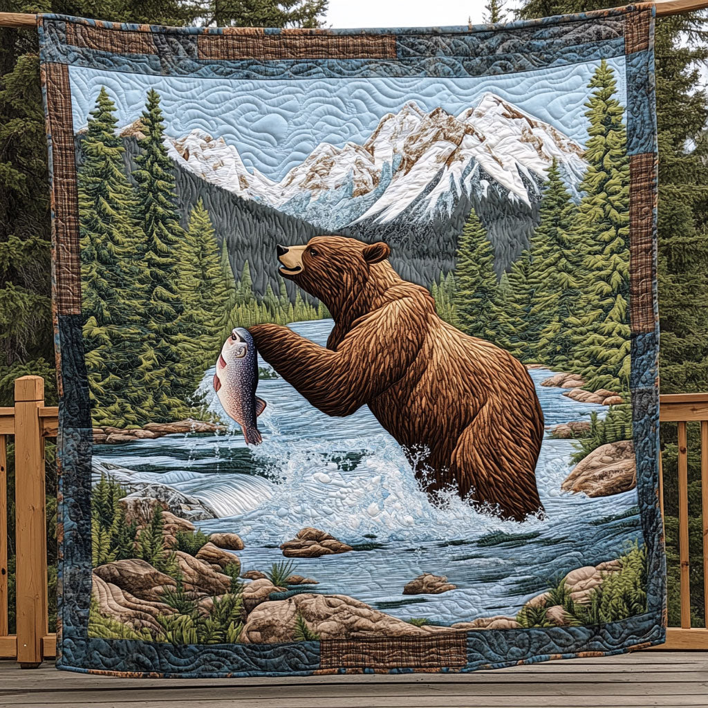 Fishing Bear Quiet Moments Quilt Blanket