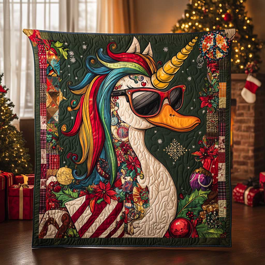 Tattooed Duck Unicorn Woodland Comfort Quilt Blanket