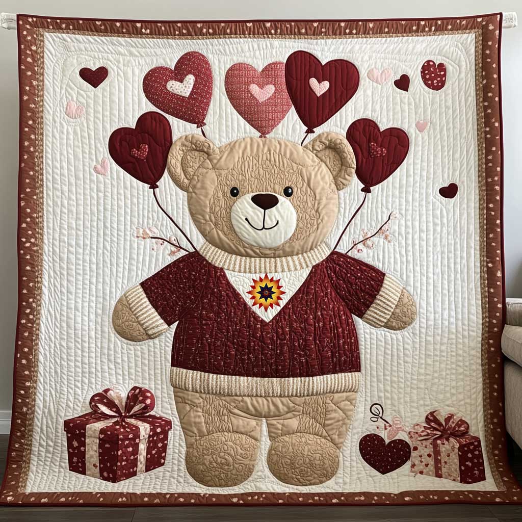 Valentine Gift Teddy Bear Quilt Blanket