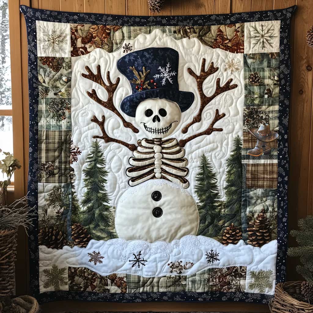 Icy Antler Skeleton Quilt Blanket