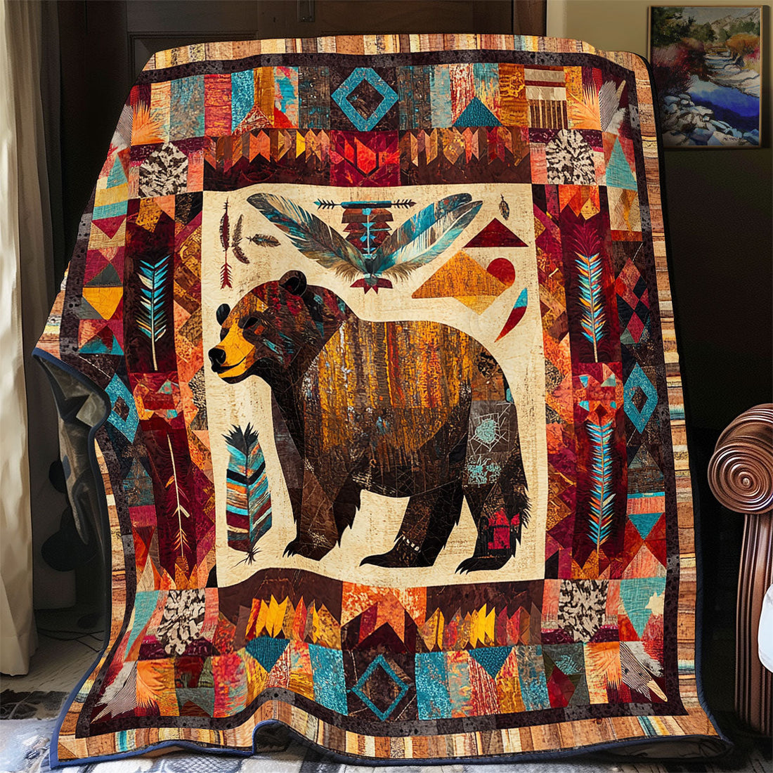 Bear Native American Forest Whispers Quilt Blanket