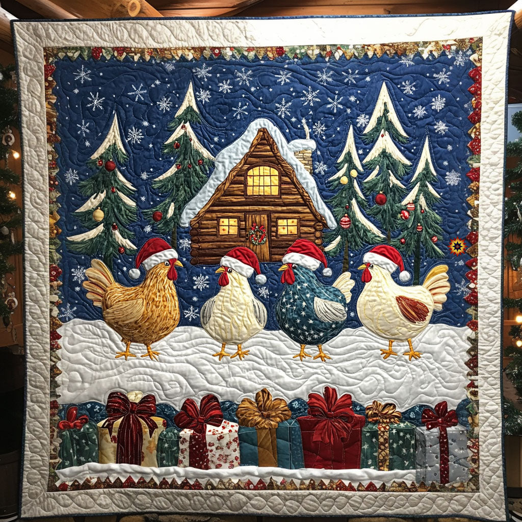Christmas Chicken Holiday Cheer Quilt Blanket