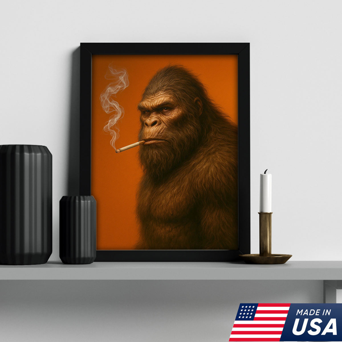 Bigfoot Canvas Wall Art – Mysterious Creature Print – Rustic Cabin and Lodge Wall Decor