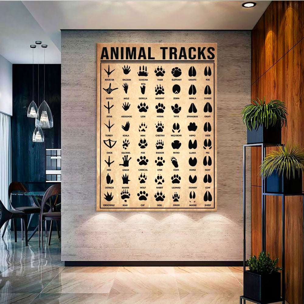 Animal Tracks Poster Canvas - Comprehensive Guide for Hunters, Wildlife Enthusiasts