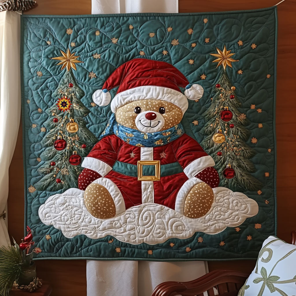 Christmas Bear Warm Embrace Quilt Blanket