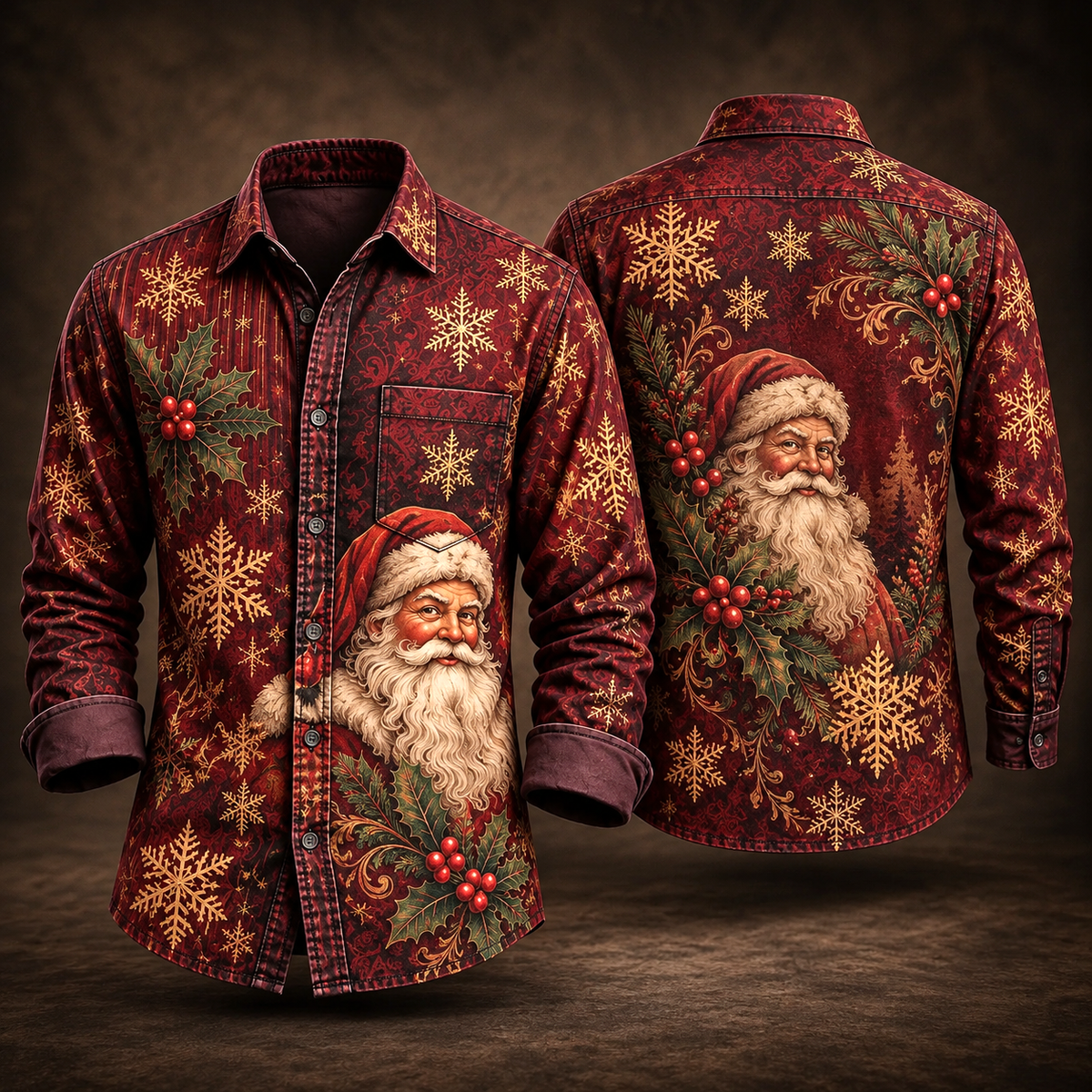 GENERAL:Áo sơ mi Giáng sinh vintage burgundy-egx75m.png