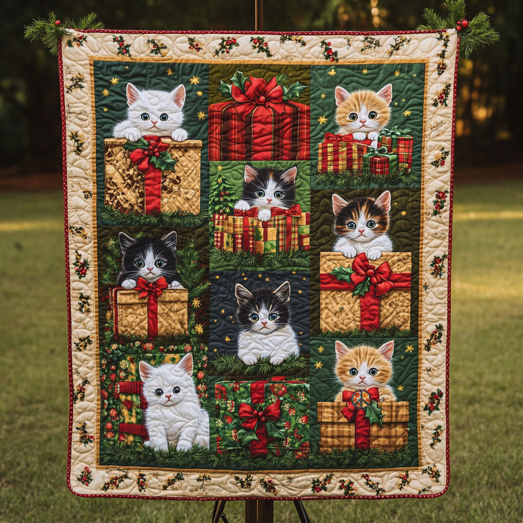 Christmas Baby Cat Gift Quilt Blanket