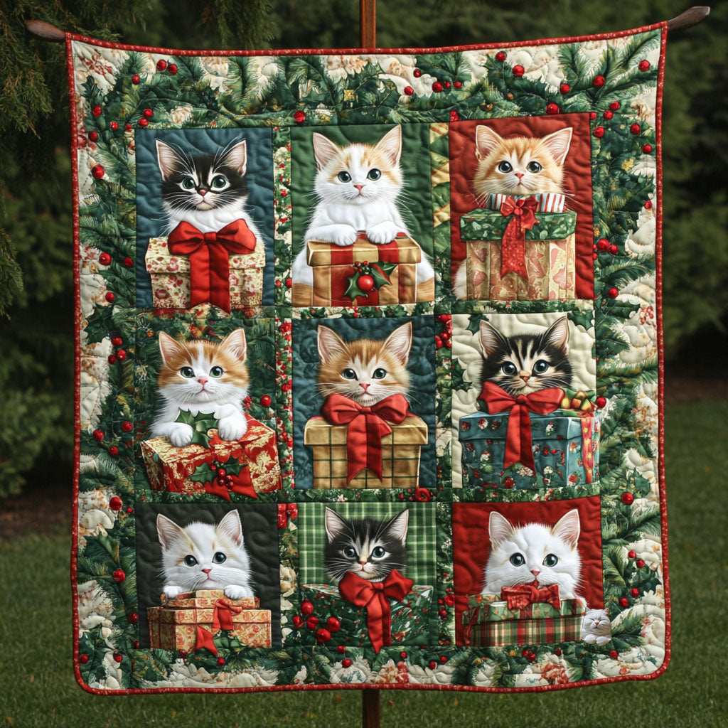 Christmas Baby Cat Gift Winter Wonderland Quilt Blanket