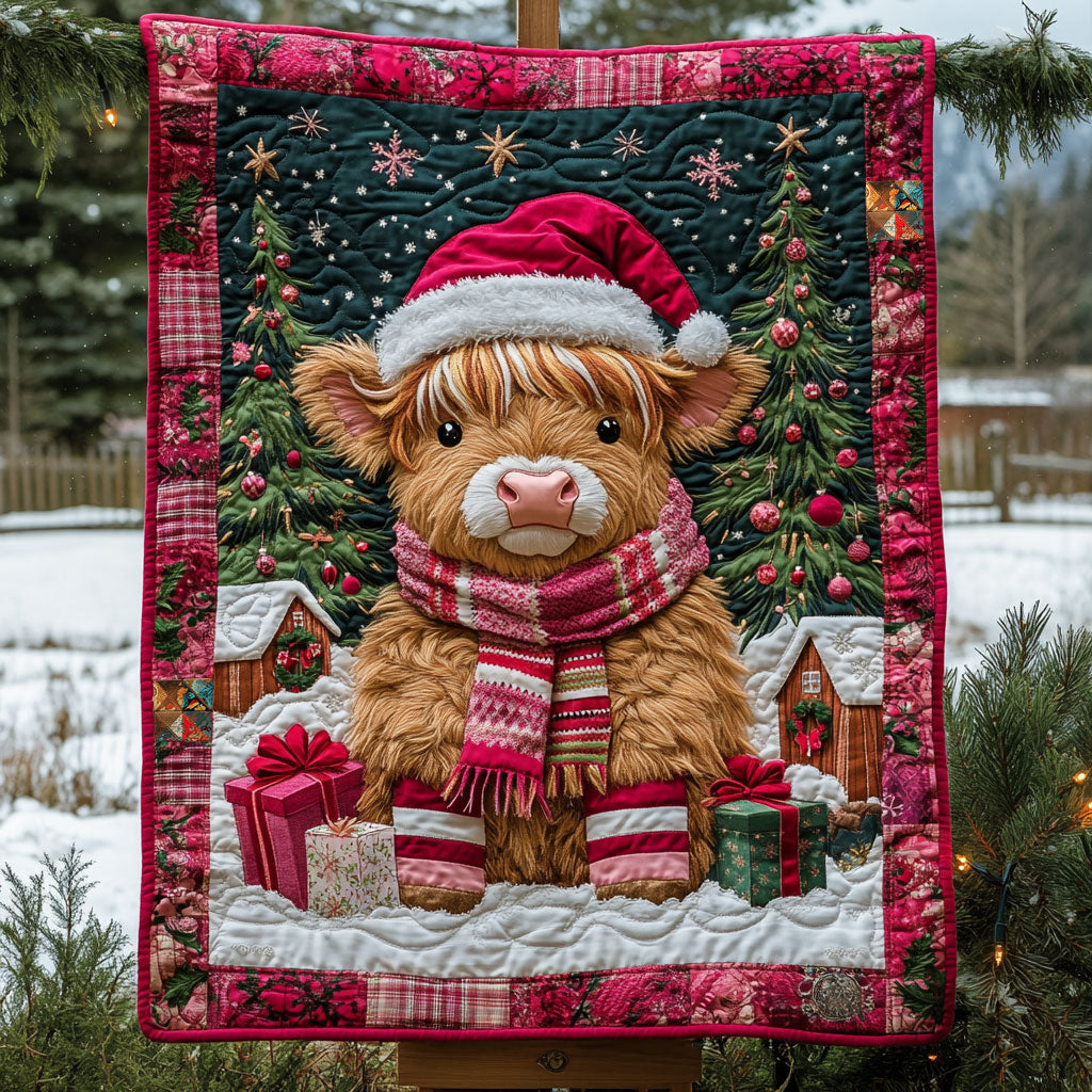 Christmas Baby Cow Festive Glow Quilt Blanket
