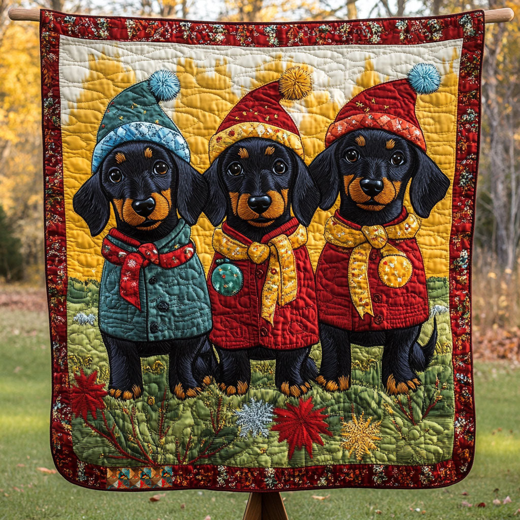 Christmas Dachshund Quilt Blanket