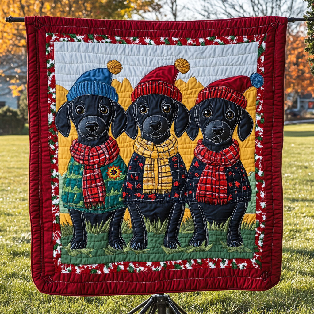 Christmas Dachshund Festive Glow Quilt Blanket