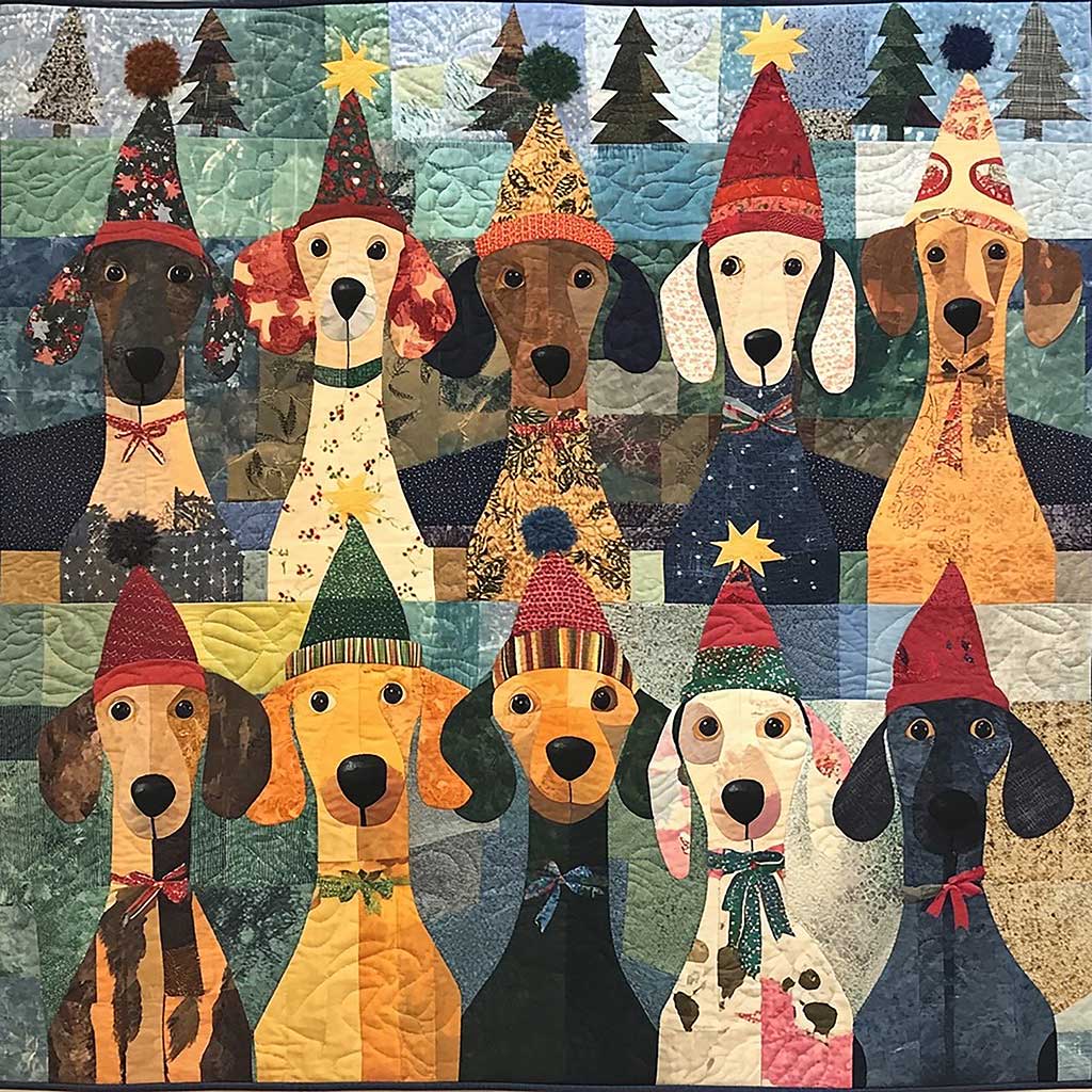 Christmas Dogs Holiday Cheer Quilt Blanket